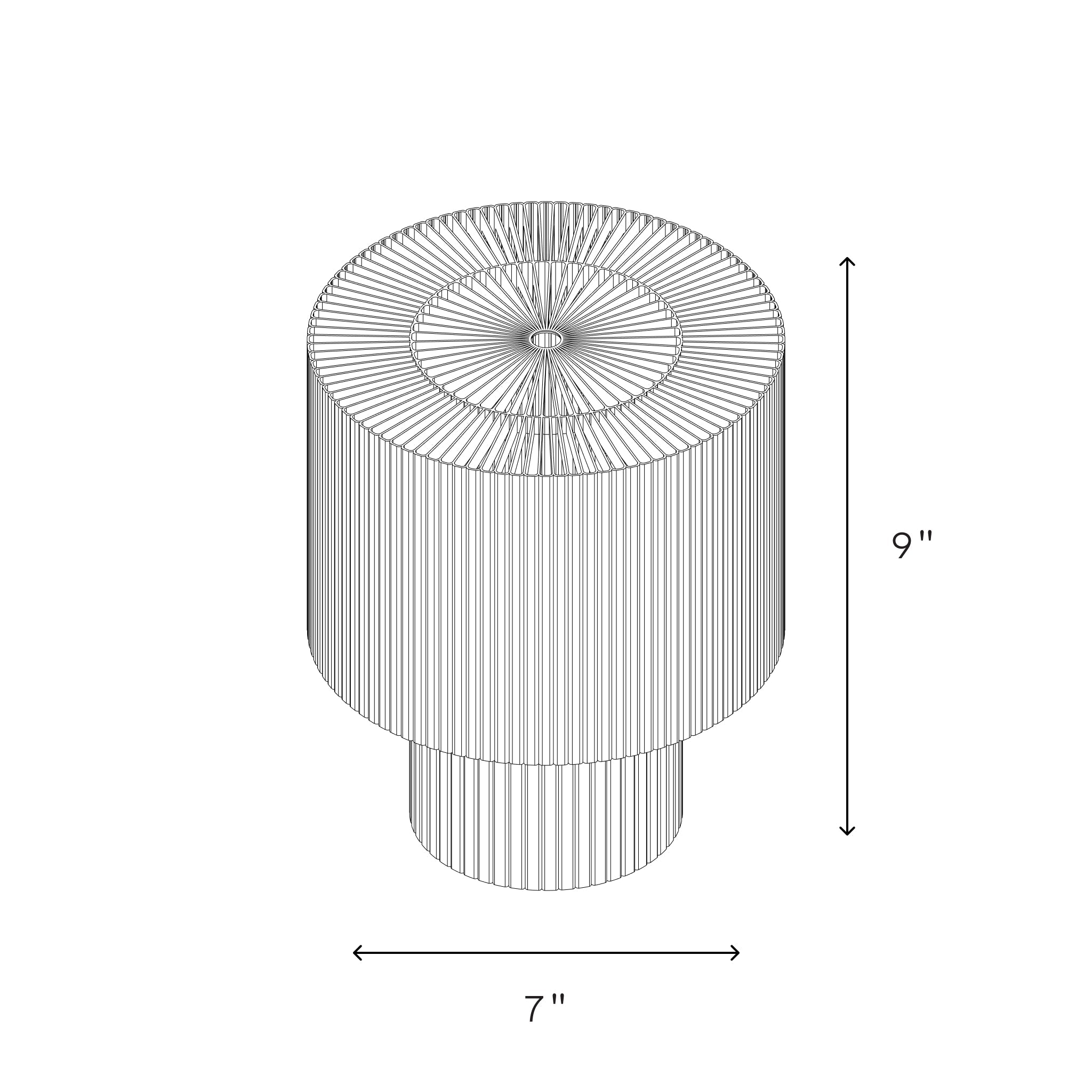 Technical drawing of a cylindrical object with dimensions labeled