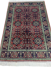 Hand-Knotted Bukharayi Rug – Brown 59” x 40” | Traditional Afghani Wool Rug Rugistan
