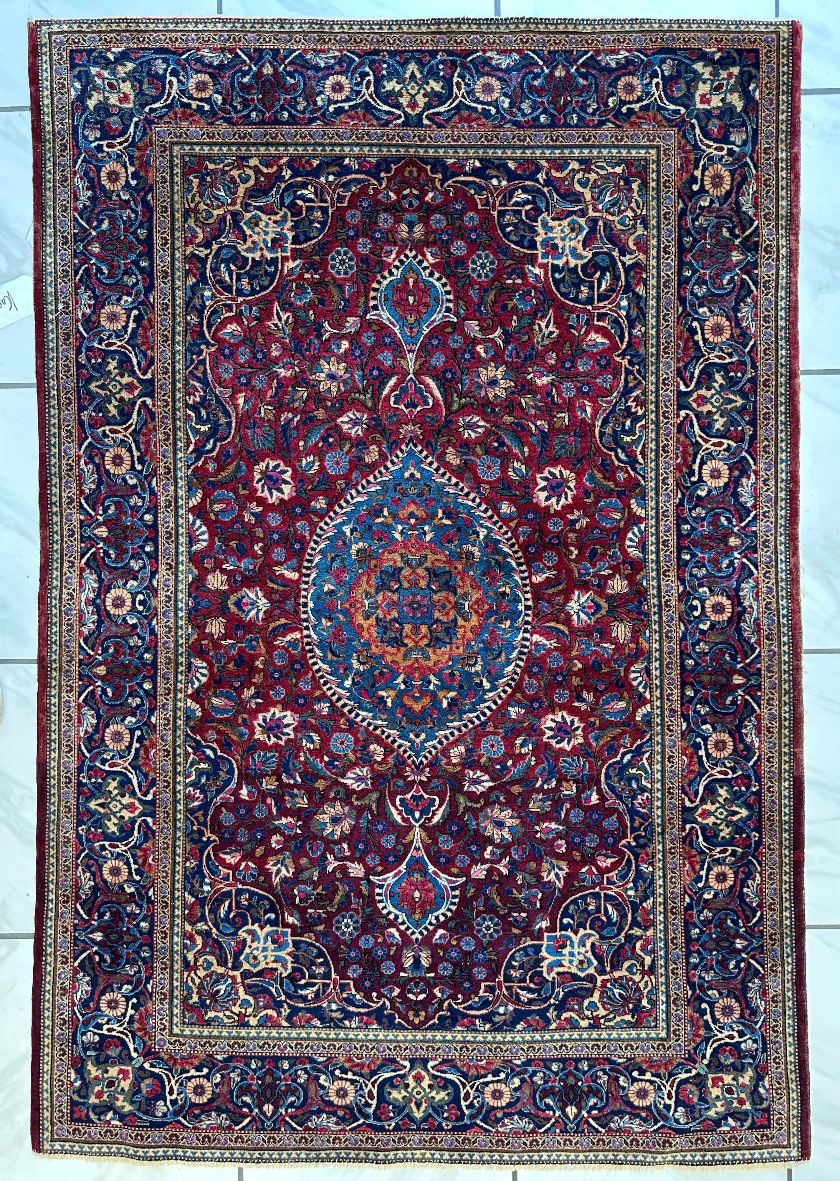 Antique Persian Kashan Debir Rug – 4’3” x 6’4” – Circa 1920s – Hand-Knotted Fine Wool Rugistan