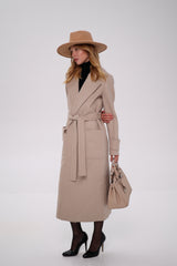 Eliza Classic Cashmere Wool Blend Overcoat in Nude