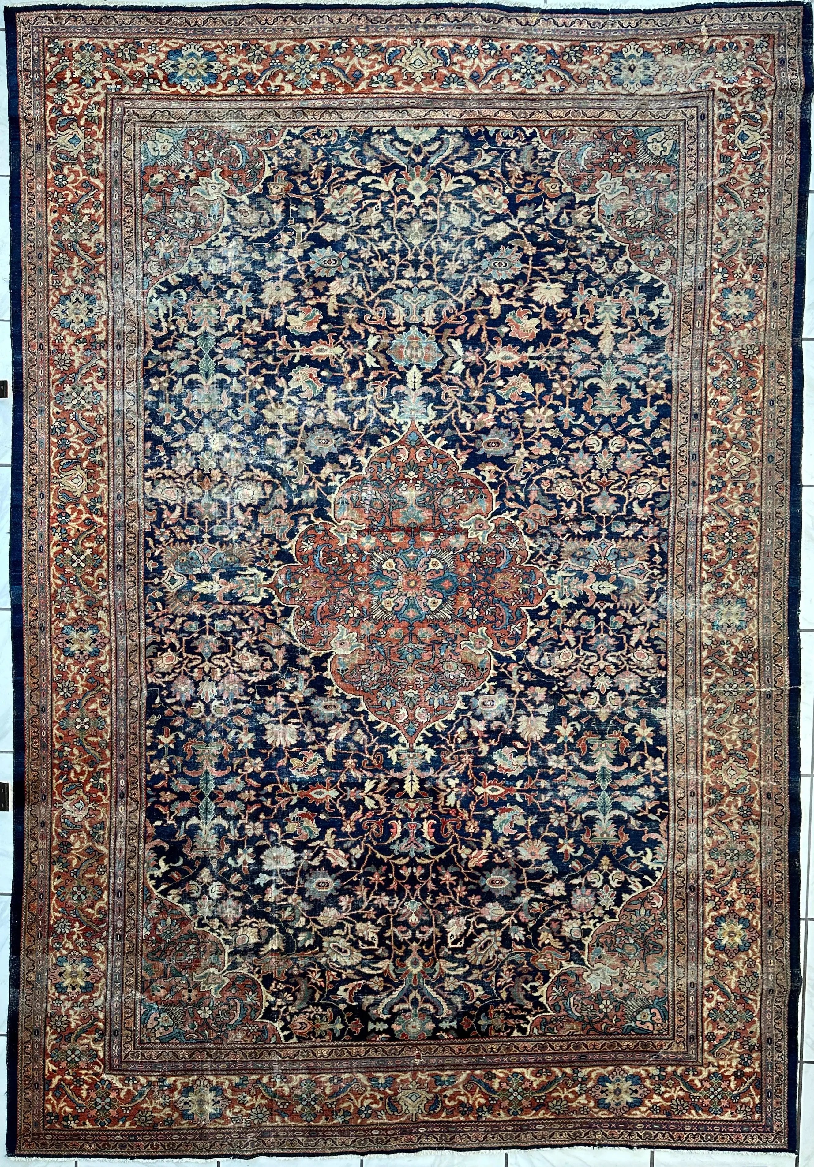 Antique Persian Mahal Rug 8’3”x12’ - Circa 1900 Treasure Rugistan