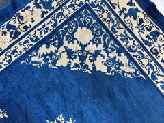 Hand-Knotted Antique Chinese Peking Wool Rug – 9’ x 11’5” – Distressed Blue, 19th Century Rugistan