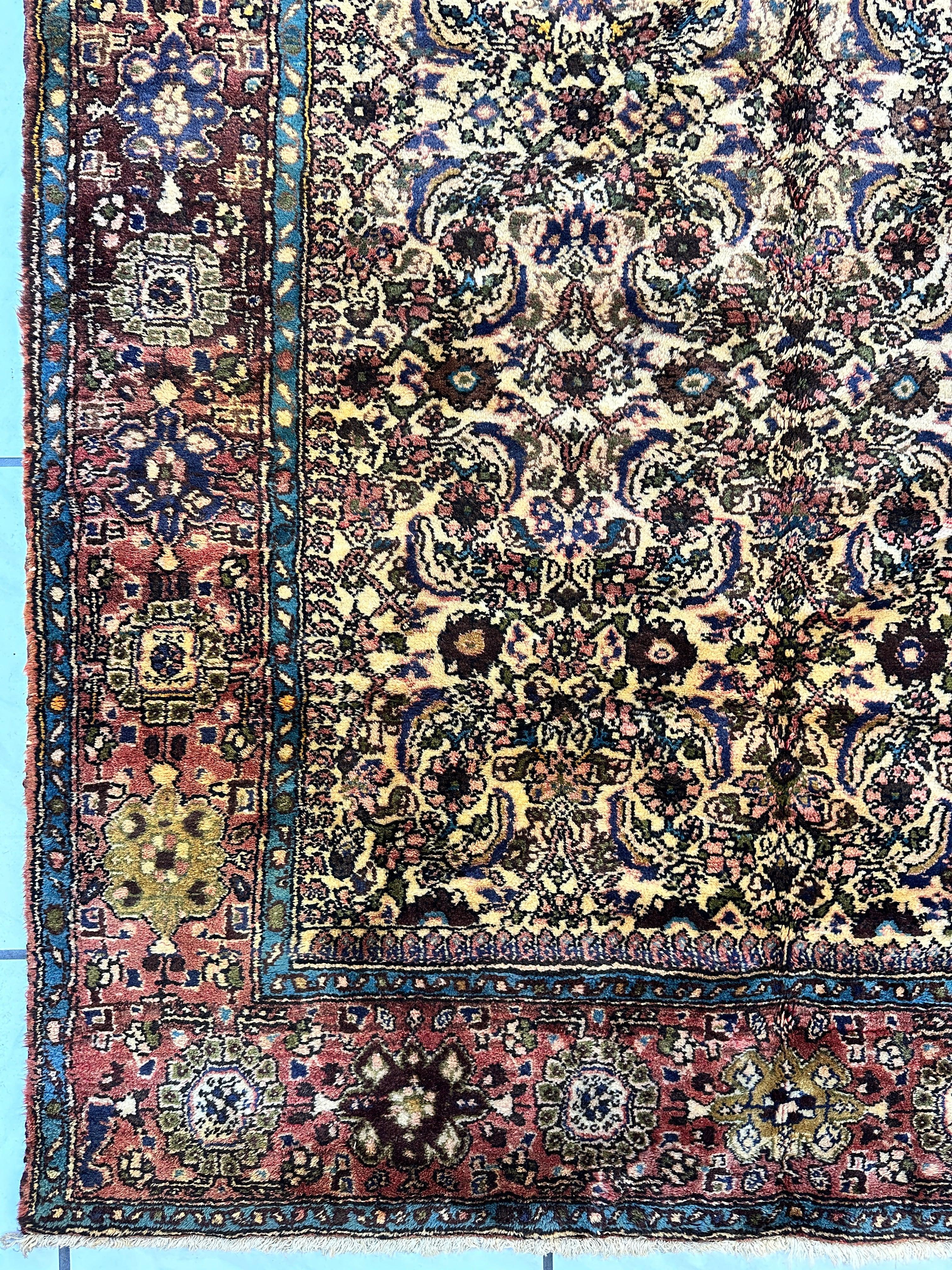 Hand-Knotted Persian Bidjar Herati Wool Runner – 4'11" x 13'2" – Durable Traditional Rug Rugistan