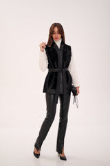 Genuine Mink Fur Leather Trim Wool Vest Alaska® Outerwear Company