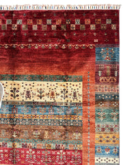 Afghani Khorjin Wool Rug – 7' x 9'10" – Vibrant Geometric & Tribal Patterns Rugistan