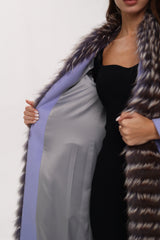 Genuine Silver Fox Virgin Wool Wrap Coat in Lavender Alaska® Outerwear Company