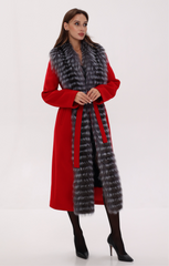 Genuine Silver Fox Virgin Wool Wrap Coat in Red Alaska® Outerwear Company