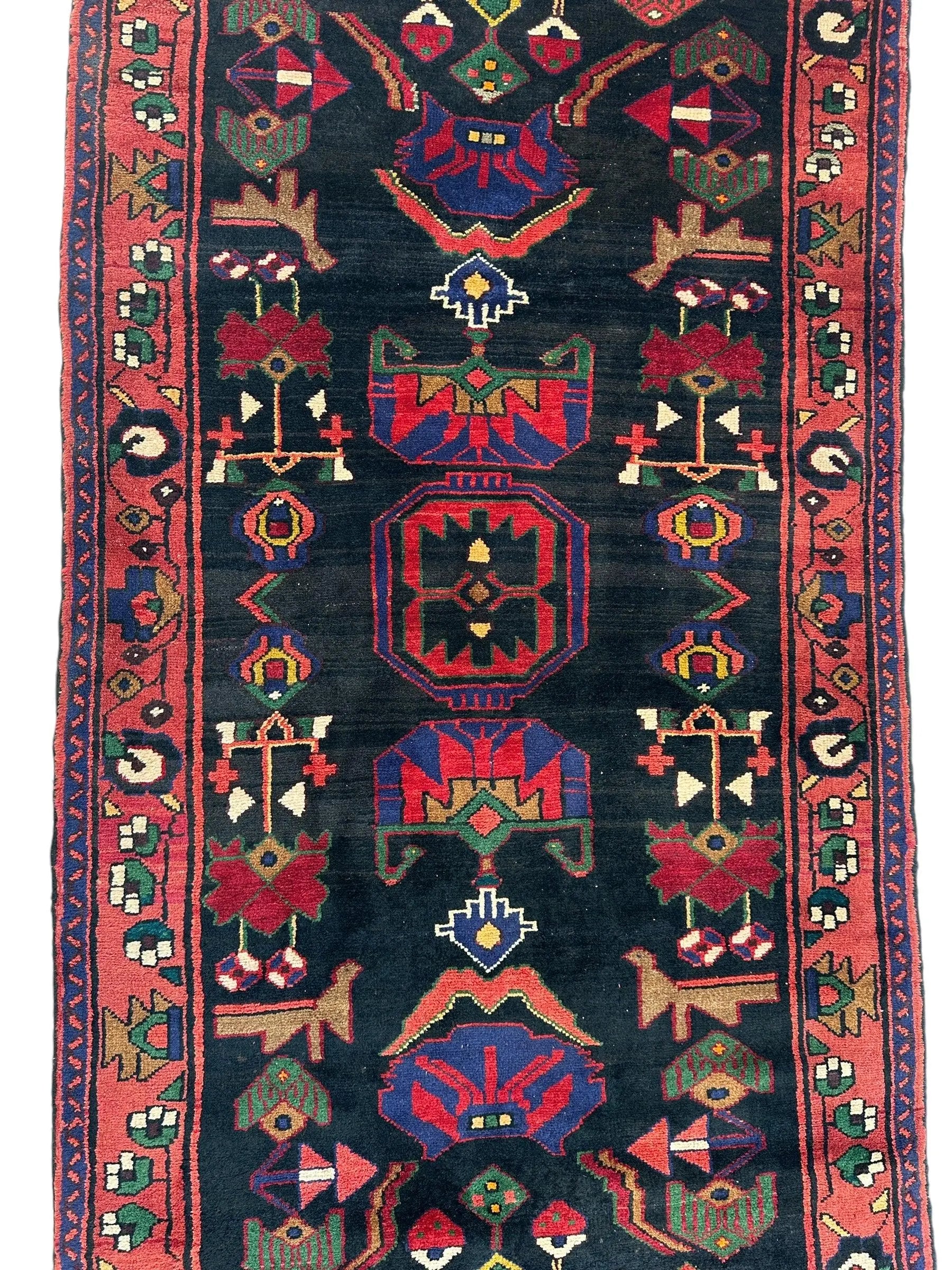 Hand-Knotted Persian Hamadan Runner - 3'6" x 10' | Tribal Wool Rug Rugistan