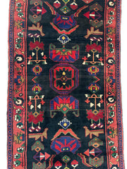 Hand-Knotted Persian Hamadan Runner - 3'6" x 10' | Tribal Wool Rug Rugistan