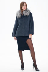 Genuine Silver Fox Fur Virgin Wool Coat Alaska® Outerwear Company