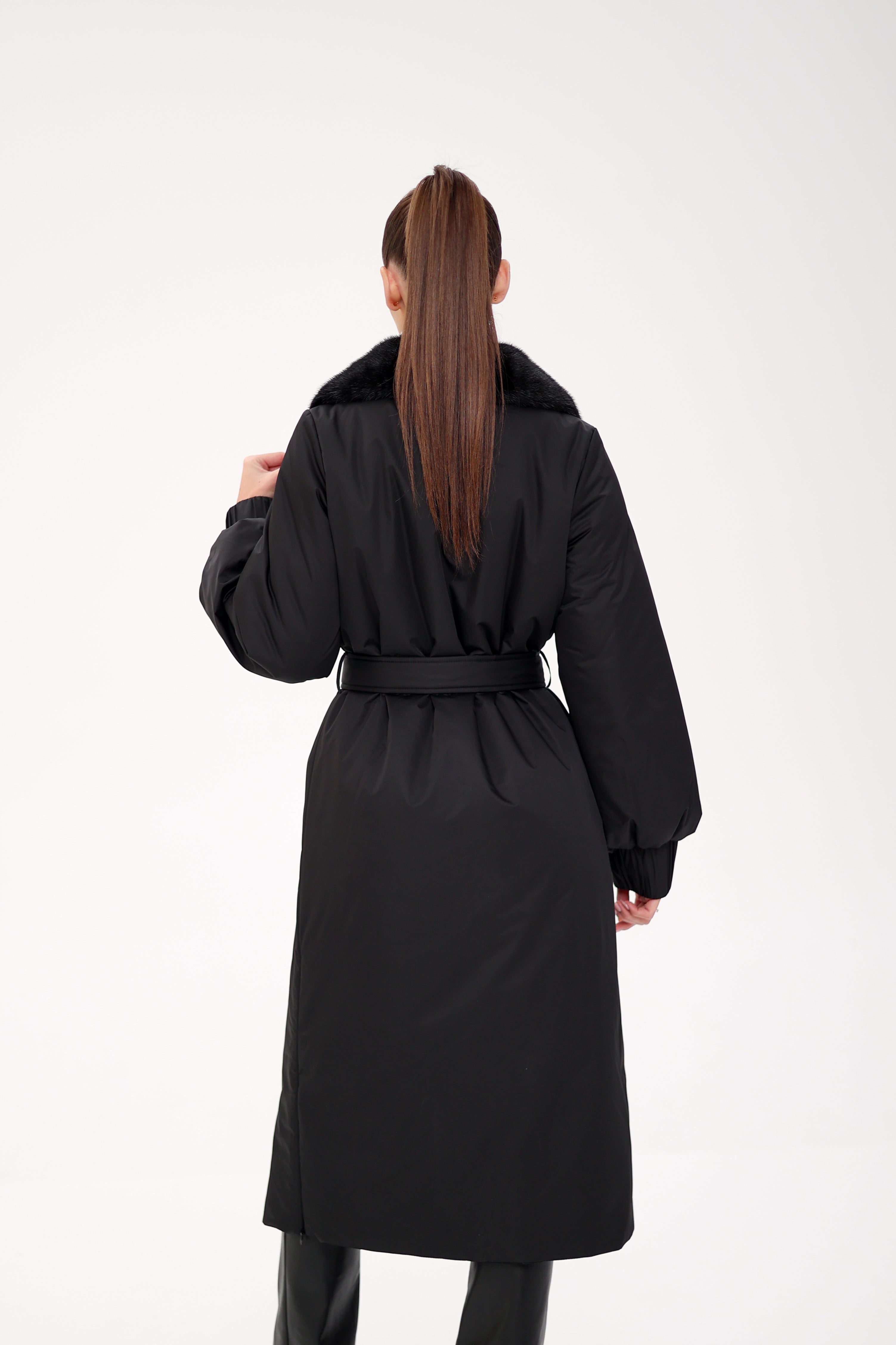 Genuine Mink Fur Real Python Leather Trim Coat Alaska® Outerwear Company