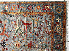 Hand-Knotted Trasitional Serapi Ghazni Wool Rug – 9’1” x 12’ – Intricate Floral Design Rugistan