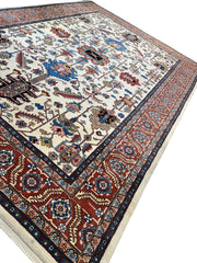 Hand-Knotted Vintage Afghani Serapi Wool Rug – 10'10" x 15'10" – Elegant Traditional Area Rug Rugistan