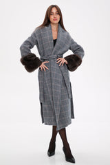 Genuine Polar Fox Fur Virgin Wool Wrap Coat Alaska® Outerwear Company