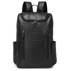 Black backpack with visible brand logo on a white background