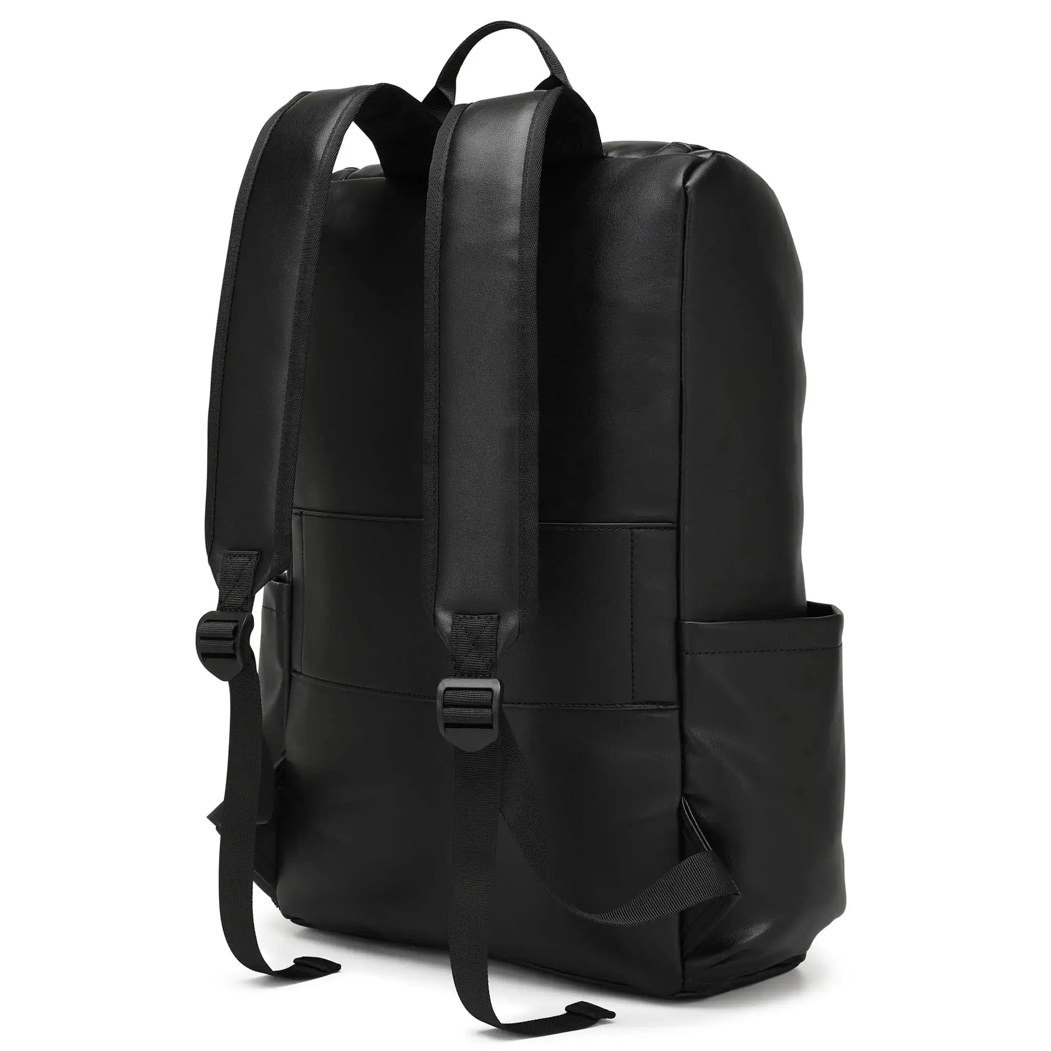 Black backpack on a white background