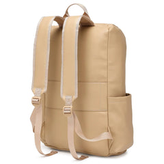 Beige backpack with straps on a white background