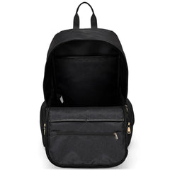 Black backpack on a white background