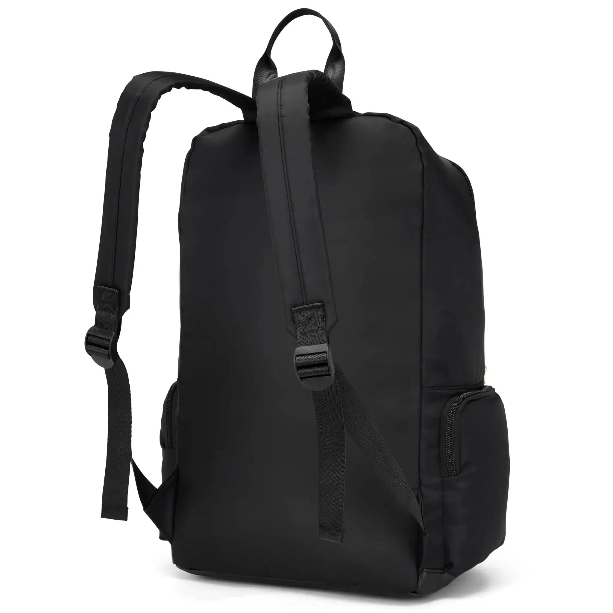 Black backpack on a white background