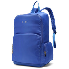 Blue backpack with 'ELLE' branding on a white background