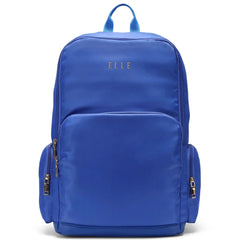 Blue backpack with 'ELLE' branding on a white background