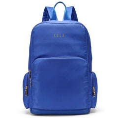 Blue backpack with 'ELLE' branding on a white background