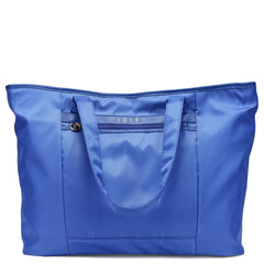 Blue tote bag with 'Folle' branding on a white background