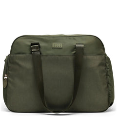 Green bag with a visible brand logo on a white background