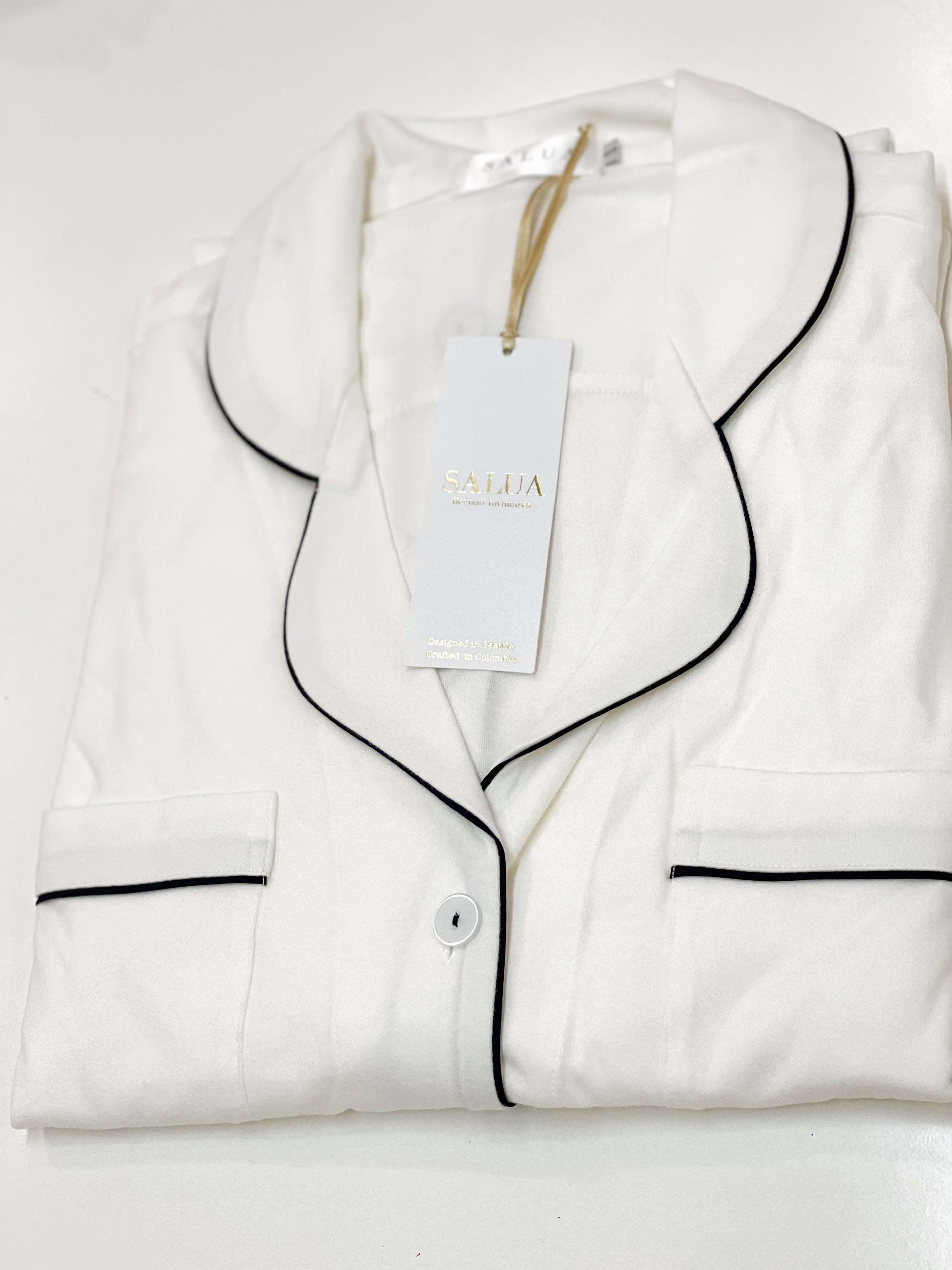 SALUA Luxury Sleep Shirt in Brushed Pima Cotton - Long Salua Lingerie