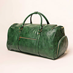 Emerald Green Leather Weekender Duffle Bag Sole Premise