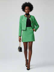 Emerald Green Tweed-Style Short Jacket For Women, SoHo, BYMANYC New York.