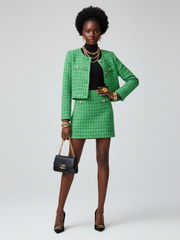 Emerald Green Tweed-Style Short Jacket For Women, SoHo, BYMANYC New York.