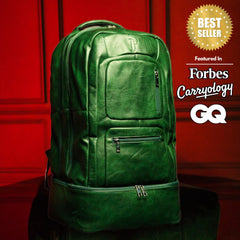 Emerald Green Leather Carry-On Patented Backpack Sole Premise
