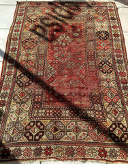 Antique Turkish Wool Distressed Prayer Rug 4’3” x 5’11” Rugistan