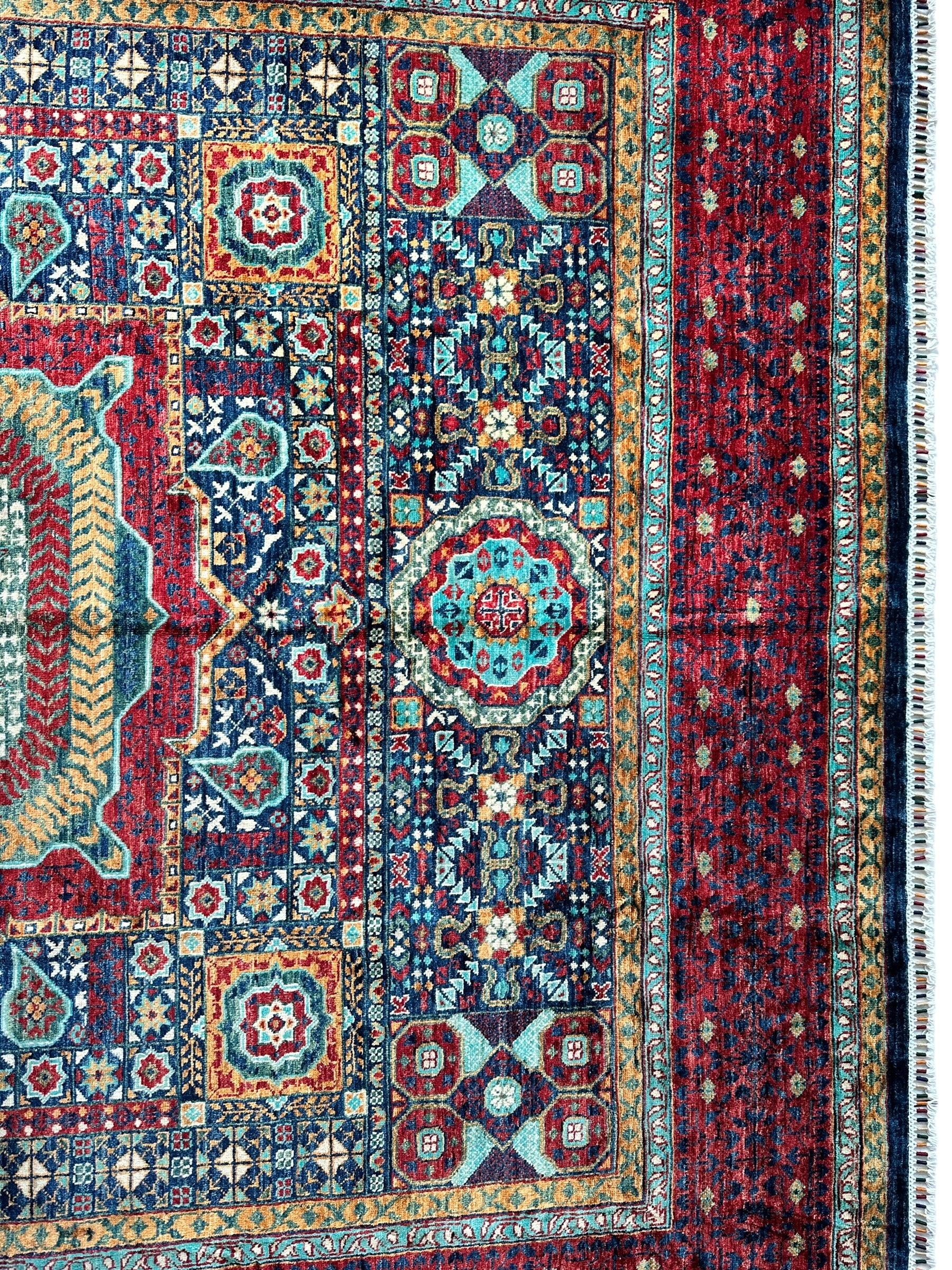 Hand-Knotted Mamluk Wool Rug – 8'4" x 9'9" – Intricate Geometric Masterpiece Rugistan