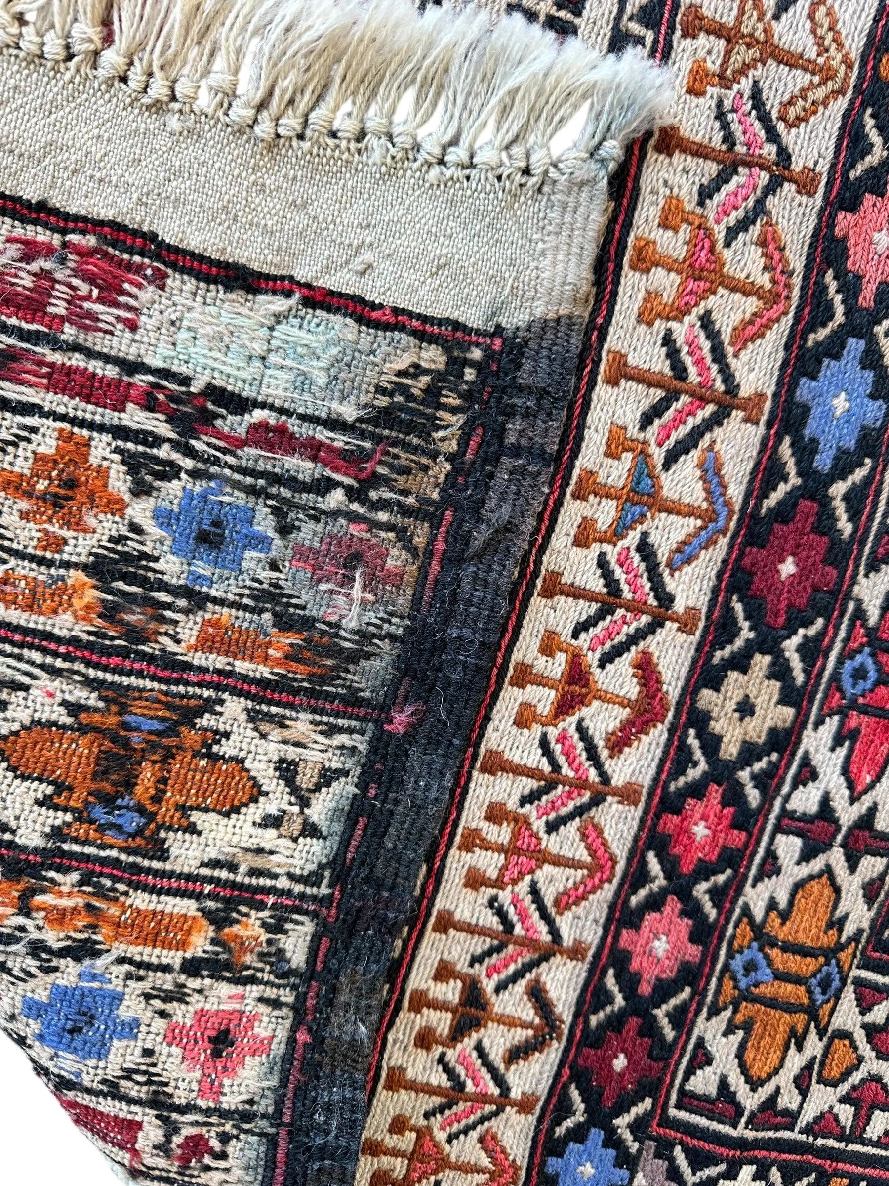 Hand-Woven Afghani Maliki Soumak Wool Kilim Rug - 4'2" x 6'6" Rugistan