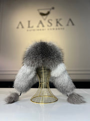 Genuine Silver Fox Fur Genuine Leather Hat