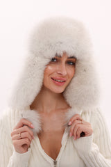Genuine Arctic Fox Fur Genuine Leather Hat