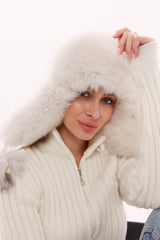 Genuine Arctic Fox Fur Genuine Leather Hat