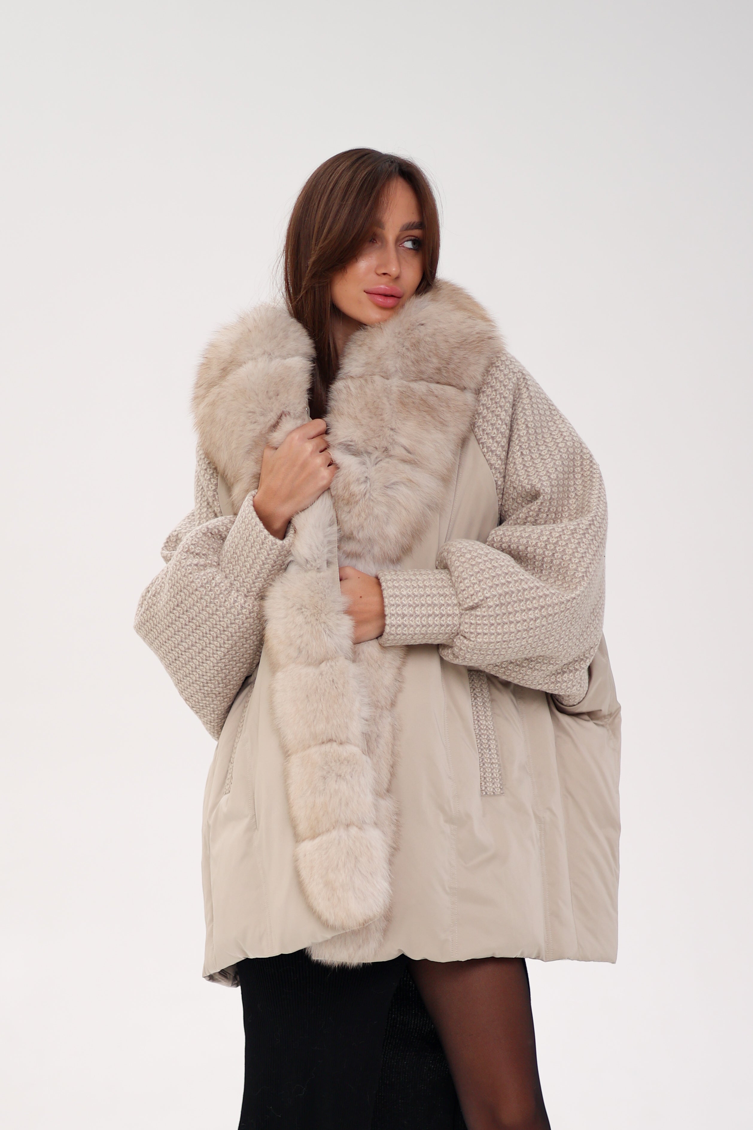 Genuine Polar Fox Boucle Down Coat Alaska® Outerwear Company