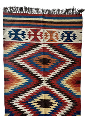 Hand-Knotted Afghan Kilim Wool Runner Rug – 2’8” x 12’4” – Vintage Full Geometric Design Rugistan
