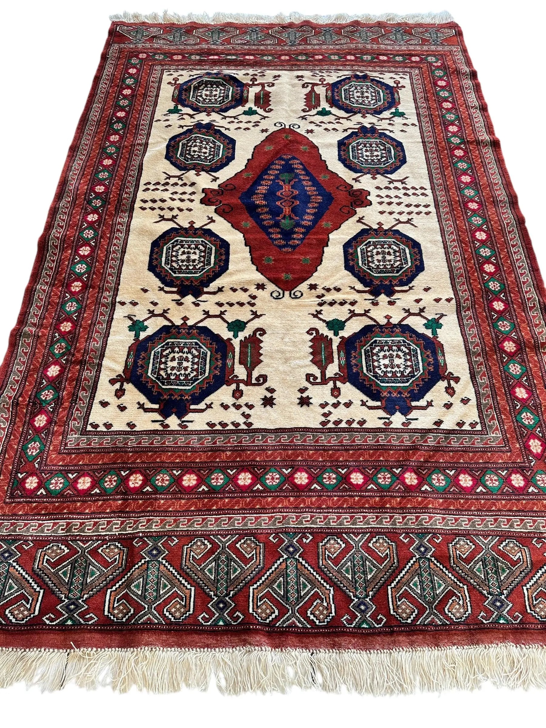 Hand-Knotted Afghani Kazak Wool Rug - 4'8" x 7'2" Rugistan