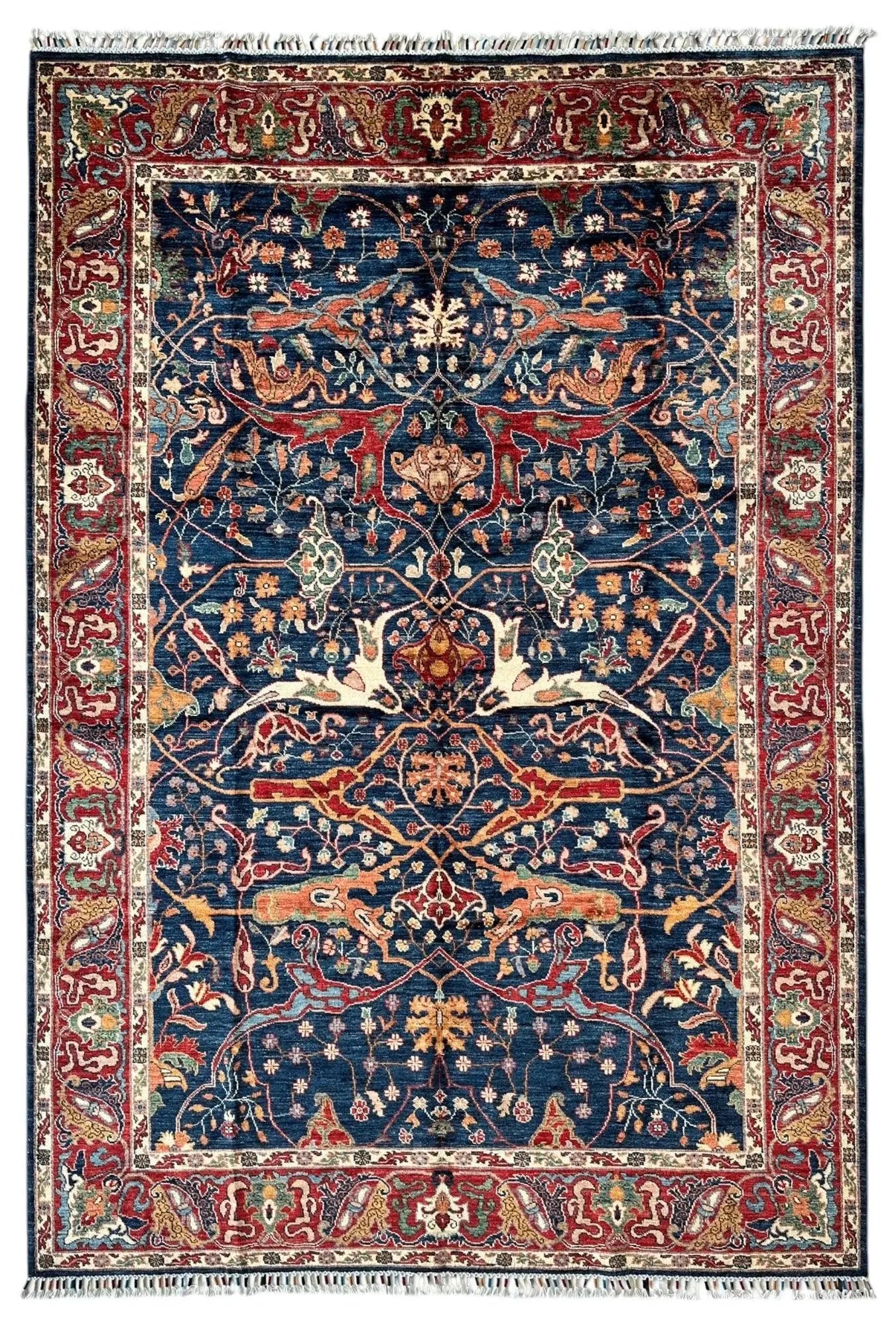 Hand-Knotted AfghanI Bidjar Ghazni Wool Rug – 6'7" x 9'10" – Elegant Floral Design Rugistan