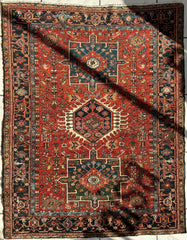 KARAJA Persian Antique Heriz Rug 4'9" x 6' Rugistan