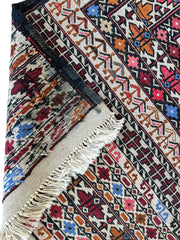 Hand-Woven Afghani Maliki Soumak Wool Kilim Rug - 4'2" x 6'6" Rugistan