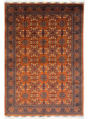 Hand-Knotted Afghani Bukharayi Rug | 6'7" x 10' Wool Area Carpet – Traditional Geometric Design Rugistan