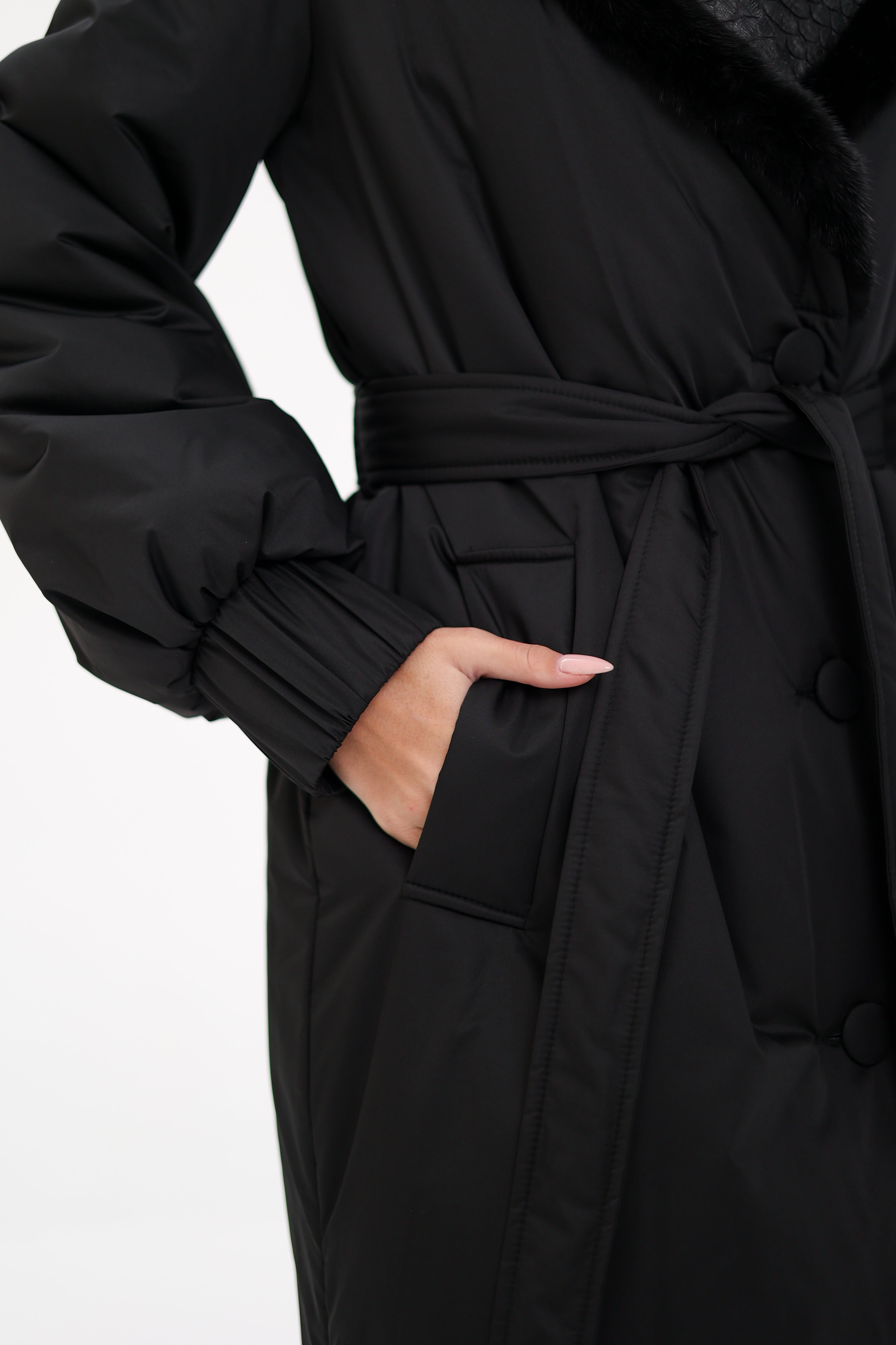 Genuine Mink Fur Real Python Leather Trim Coat Alaska® Outerwear Company