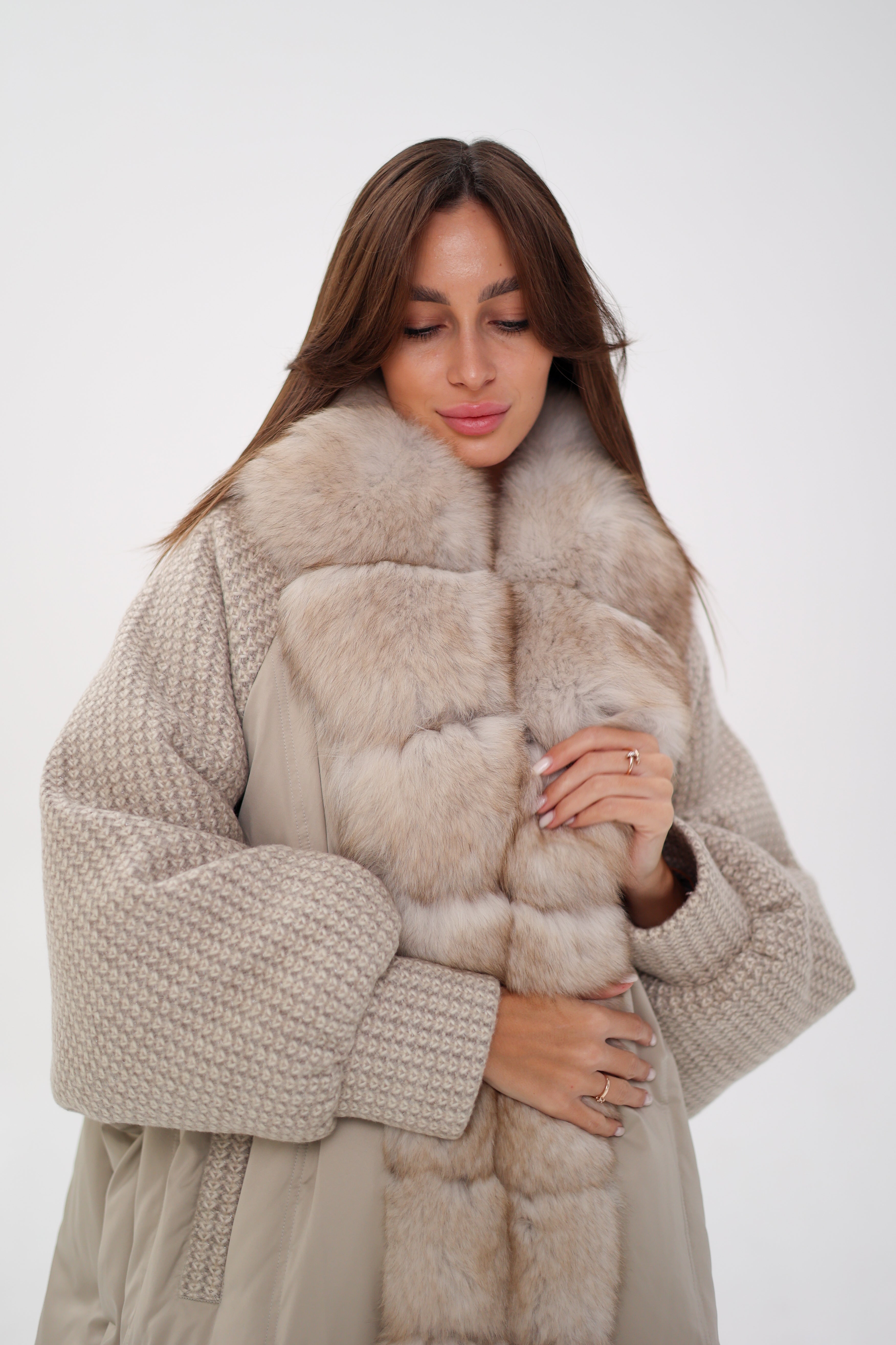 Genuine Polar Fox Boucle Down Coat Alaska® Outerwear Company