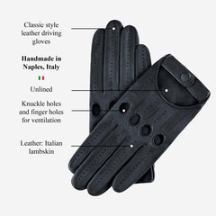 Alessa (black) - Classic Italian lambskin leather driving gloves