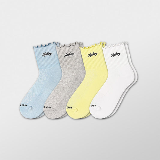 WMNS Lettuce Edge Quarter Socks 4 pack